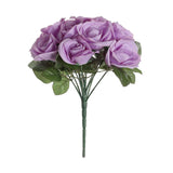 12inch Lavender Lilac Artificial Velvet-Like Fabric Rose Flower Bouquet Bush