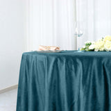 120Inch Peacock Teal Seamless Premium Velvet Round Tablecloth, Reusable Linen