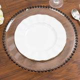 6 Pack 13inch Clear Acrylic Plastic Charger Plates With Black Beaded Rim