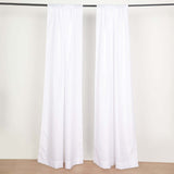 2 Pack White Polyester Event Curtain Drapes, 10ftx8ft Backdrop Event Panels With Rod Pockets 130 GSM