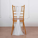 5 Pack | 22x78 inches White DIY Premium Designer Chiffon Chair Sashes