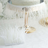 39" White Real Ostrich Feather Fringe Trims With Satin Ribbon Tape