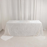 90"x156" White Seamless Premium Crushed Velvet Rectangular Tablecloth for 8 Foot Table