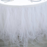 21FT White 4 Layer Tulle Tutu Pleated Table Skirts