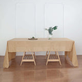 60"x126" Natural Rectangular Tablecloth, Linen Table Cloth With Slubby Textured, Wrinkle Resistant