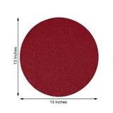 6 Pack | Burgundy Sparkle Placemats, Non Slip Decorative Round Glitter Table Mat