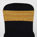 5 Pack | Gold Metallic Shimmer Tinsel Spandex Chair Sashes