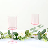 6 Pack Transparent Blush Plastic Reusable Cocktail Glasses With Long Stem