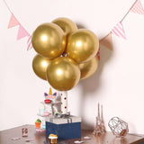 25 Pack | 12inches Metallic Chrome Gold Latex Helium or Air Party Balloons