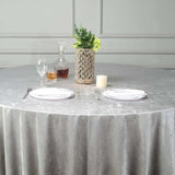 120inch Silver Seamless Premium Velvet Round Tablecloth, Reusable Linen