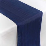 Accordion Crinkle Taffeta Table Runner - Navy Blue