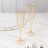 24-Pack Plastic Champagne Flutes Transparent Amber Gold Flared Design