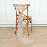 5 Pack | Nude Beige Gauze Cheesecloth Boho Chair Sashes - 16inch x 88inch