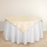 54" Beige Premium Scuba Wrinkle Free Square Table Overlay, Scuba Polyester Table Topper