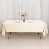 60"x102" Beige Premium Scuba Wrinkle Free Rectangular Tablecloth, Scuba Polyester Tablecloth