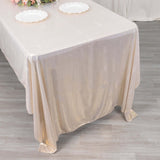 60x126inch Beige Shimmer Sequin Dots Polyester Tablecloth, Wrinkle Free Sparkle Glitter