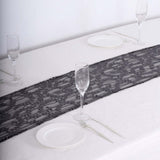 Sparkly Black Leaf Vine Sequin Tulle Table Runner