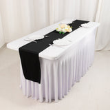 Black Premium Scuba Polyester Table Runner, Wrinkle Free Table Linen