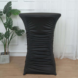 32inch Black Rouched Pleated Heavy Duty Spandex Cocktail Table Cover