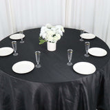 132inch Black Accordion Crinkle Taffeta Seamless Round Tablecloth