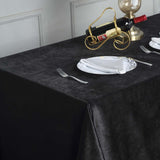 90x132inch Black Seamless Premium Velvet Rectangle Tablecloth, Reusable Linen