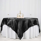 90"x90" Black Satin Square Table Overlay