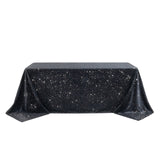 Scuba Rectangular Tablecloth 90×132inch Black Rhinestone Accents – Seamless, Wrinkle-Free