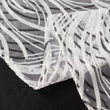 12x108inch White Black Wave Mesh Table Runner With Embroidered Sequins