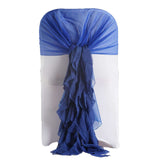 1 Set Royal Blue Chiffon Hoods With Ruffles Willow Chiffon Chair Sashes