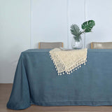 90x132 Blue Linen Rectangular Tablecloth |  Slubby Textured Wrinkle Resistant Tablecloth