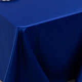 90x156inch Royal Blue Seamless Lamour Satin Rectangle Tablecloth for 8 Foot Table