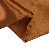 132inch Cinnamon Brown Seamless Satin Round Tablecloth for 6 Foot Table With Floor-Length Drop