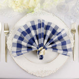 5 Pack | Navy Blue/White Buffalo Plaid Cloth Dinner Napkins, Gingham Style | 15x15Inch