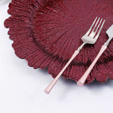 6 Pack | 13inch Burgundy Round Reef Acrylic Plastic Charger Plates, Dinner Charger Plates