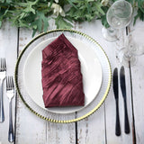 5 Pack | Burgundy Accordion Crinkle Taffeta Dinner Napkins | 20x20Inch