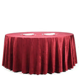 120inch Burgundy Seamless Premium Velvet Round Tablecloth, Reusable Linen