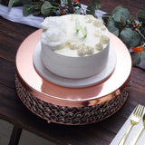 13inch Rose Gold Crystal Beaded Metal Cake Stand Pedestal, Cupcake Display, Dessert Riser