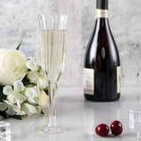 12 Pack | 6oz Clear Plastic Champagne Flutes Disposable Flared Design Detachable Base