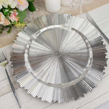 6 Pack | 13inch Silver Sunray Acrylic Plastic Charger Plates Disposable Serving Trays
