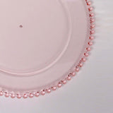 6 Pack 12inch Transparent Blush Beaded Rim Acrylic Charger Plates