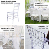 8 Pack Resin Chiavari Chairs Transparent and Stackable Clear - Sleek Armless Design for Weddings