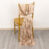 5 Pack Nude Green Curly Willow Chiffon Satin Chair Sashes