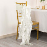 5 Pack Ivory Curly Willow Chiffon Satin Chair Sashes