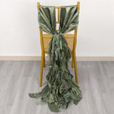 5 Pack Eucalyptus Sage Green Curly Willow Chiffon Satin Chair Sashes