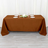 72"x120" Cinnamon Brown Polyester Rectangle Tablecloth, Reusable Linen Tablecloth