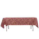 60"x102" Cinnamon Rose Polyester Rectangle Tablecloth With Gold Foil Geometric Pattern