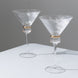 6-Pack Clear Martini Glasses – 10oz Real Glass, Ribbed Design with Gold Ring Accent