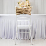 5 Pack Premium Crushed Velvet Chair Sashes Champagne Wide Ruffle Style