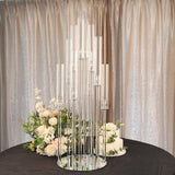 47inch Clear 10 Arm Crystal Cluster Round Taper Candelabra, Candle Holder, Candles Mirror Base