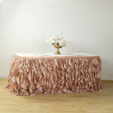 14ft Nude Curly Willow Taffeta Table Skirt